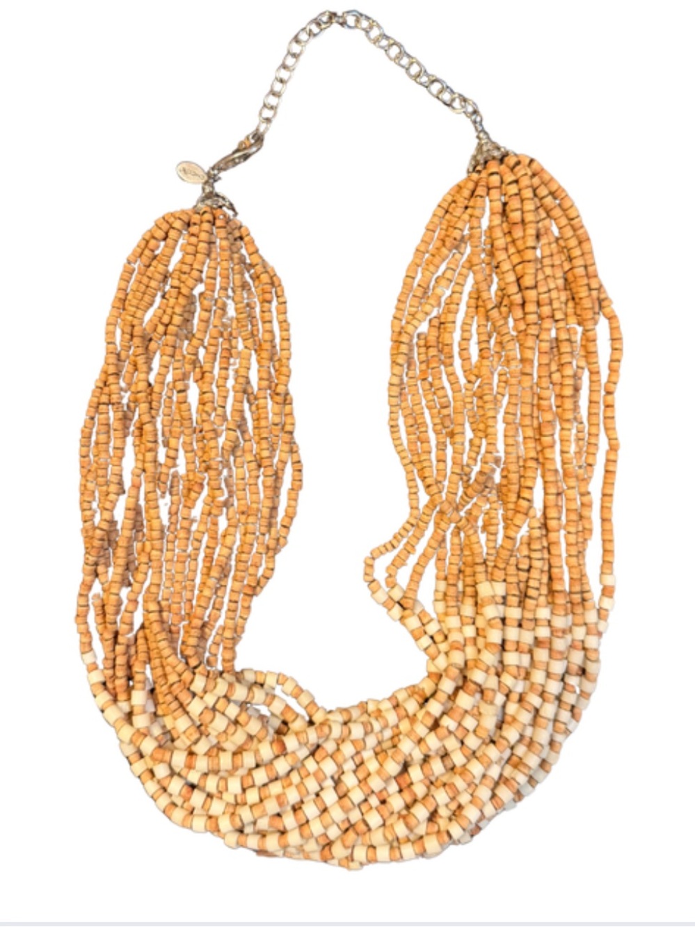 Chico’s Multi Strand Tan Ivory Beaded Statement Necklace